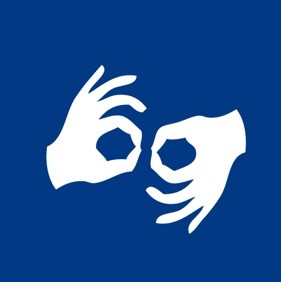 Symbol tłumacza języka migowego.